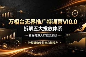 (19184期)万相台无界推广特训营VI0.0,拆解五大投放体系,新品打爆人群截流实操,控预算稳步拉高店铺投产