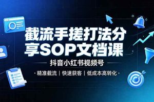 (19202期)截流手搓打法分享SOP文档课,抖音小红书视频号丨精准截流,快速获客,低成本高转化