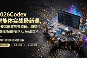 (19237期)2026Codex智能体实战最新课,从安装配置到智能体小镇架构,涵盖视频创作/数字人/办公提效全技能