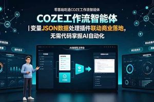 （19243期）零基础吃透COZE工作流智能体｜变量JSON数据处理插件联动商业落地，无需代码掌握AI自动化