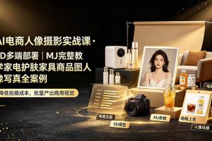 (19262期)AI电商人像摄影实战课·SD多端部署|MJ完整教学|家电护肤家具商品图人像写真全案例