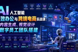 AI人工智能高效办公与跨境电商实战课：从内容生成、视觉设计到数字员工团队搭建