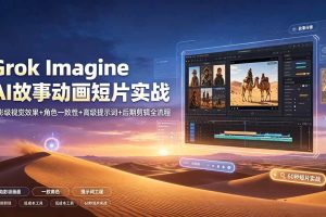 (19305期)Grok Imagine AI故事动画短片实战:电影级视觉效果+角色一致性+高级提示词+后期剪辑全流程