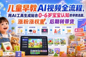 儿童早教AI视频全流程，用AI工具生成贴合0-6岁宝宝认知的早教选题，涨粉涨权重，后期转带货