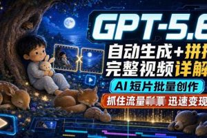 GPT-5.6自动生成+拼接完整视频详解,AI短片批量创作,抓住流量迅速变现!