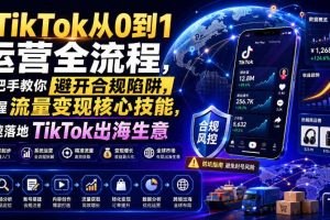 TikTok从0到1运营全流程,手把手教你避开合规陷阱,掌握流量变现核心技能,快速落地TikTok出海生意(更新7月)