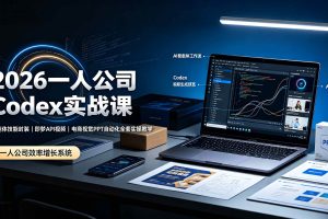 (19503期)2026一人公司Codex实战课◆智能体技能封装|即梦API视频|电商视觉PPT自动化全套实操教学