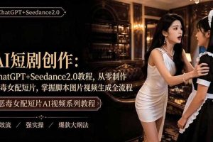 AI短剧从零创作实战课｜ChatGPT脚本撰写+Seedance2.0视频生成，恶毒女配短剧全流程教程