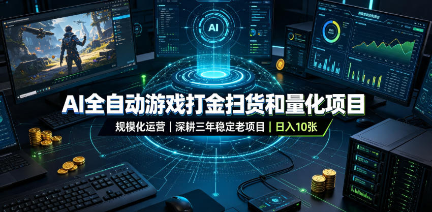 AI全自动游戏打金扫货和量化项目,规模化运营日入10张,深耕三年稳定老项目!【揭秘】