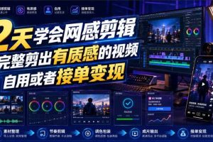 2天学会网感剪辑，完整剪出有质感的视频，自用或者接单变现