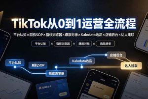 (19830期)TikTok从0到1运营全流程-更新:平台认知×刷机SOP×指纹浏览器×爆款对标×Kalodata选品×店铺后台×达人建联