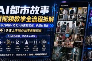 （19858期）AI都市故事短视频教学全流程拆解；都市/民俗/奇幻/历史都能做多题材覆盖，快速上手制作故事类短视频