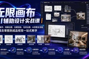 无限画布AI辅助设计实战课｜画布操作、线稿出图、白模渲染、毛坯出图、AI改图全流程，从概念草图到成品视觉一站式教学