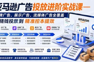 (19882期)亚马逊广告投放进阶实战课——品牌广告、展示广告、流媒体广告全覆盖,从烧钱投放到精准控本提效