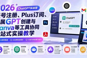 （19924期）2026 ChatGPT实战营；账号注册、Plus订阅、专属GPT创建与Canva等工具协同一站式实操教学
