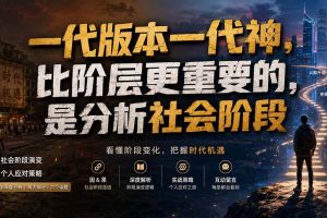 （19745期）付费文章：一代版本一代神，比阶层更重要的，是分析社会阶段