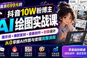 (19966期)外面卖699元的抖音10W粉博主AI绘图实战课:提示词+爆款复刻+漫画创作+封面设计,从0掌握AI作图与变现完整流程