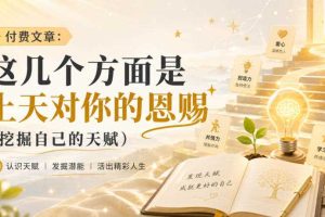 付费文章:这几个方面是上天对你的恩赐(挖掘自己的天赋)