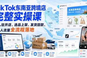 TikTok东南亚跨境店完整实操课|入驻开店、选品上架、发货回款、达人流量全流程落地