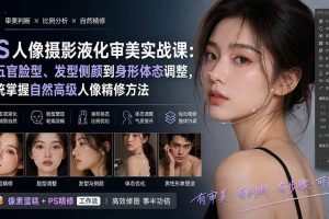 （20062期）PS人像摄影液化审美实战课：从五官脸型、发型侧颜到身形体态调整，系统掌握自然高级人像精修方法