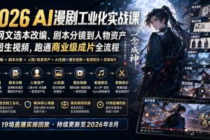 （20068期）2026 AI漫剧工业化实战课-更新：从网文选本改编、剧本分镜到人物资产与图生视频，跑通商业级成片全流程
