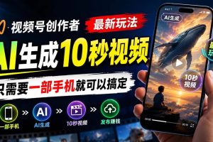 （20136期）视频号创作者最新玩法，AI生成10秒视频，只需要一部手机就可以搞定