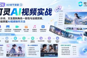 （20136期）2026可灵AI视频实战-4小时干货课：从提示词、文生图到角色一致性与运镜剪辑，零基础掌握AI视频制作方法