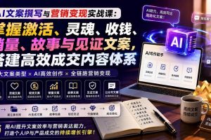 （20126期）AI文案撰写与营销变现实战课：掌握激活、灵魂、收钱、销量、故事与见证文案，搭建高效成交内容体系
