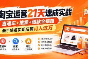 （20125期）淘宝运营21天速成实战(更新8月)，直通车+搜索+爆款全链路，新手快速实现店铺月入过万
