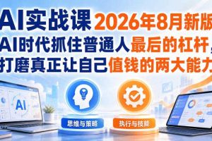 AI实战课2026年8月新版,AI时代抓住普通人最后的杠杆,打磨真正让自己值钱的两大能力