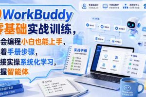 WorkBuddy零基础实战训练,不会编程小白也能上手,跟着手册步骤,直接实操系统化学习,掌握智能体