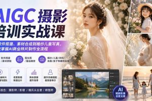 （20161期）AIGC摄影培训实战课：从软件搭建、素材合成到婚纱儿童写真，系统掌握AI商业样片制作全流程