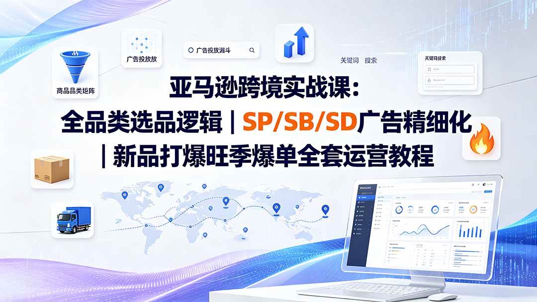 （20160期）亚马逊跨境实战课-更新8月：全品类选品逻辑｜SP/SB/SD广告精细化｜新品打爆旺季爆单全套运营教程