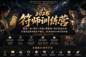 (20179期)符师训练营-35天成为AI时代创作者,广告+短片+漫剧+智能体四大实战方向,掌握从创意到上线的完整工作流