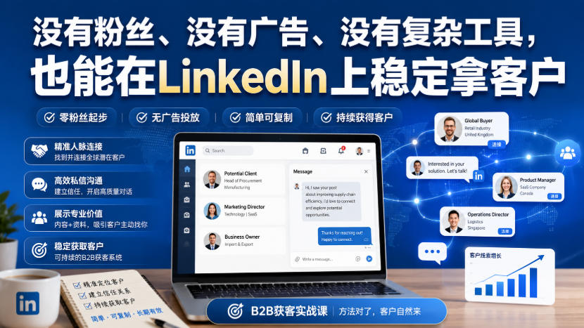 没有粉丝、没有广告、没有复杂工具,也能在LinkedIn上稳定拿客户【原创双语字幕】