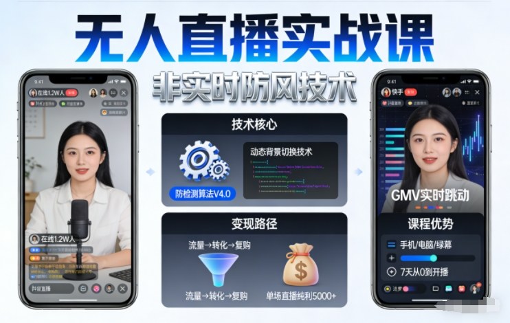 宝子哥无人直播实战课，非实时防风技术，聚焦抖音快手等平台直播带货，轻松开启直播变现之路（更新260903）