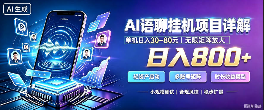 AI聊天挂G项目，日入800+，适用个人副业，支持工作室矩阵操作，放大收益【揭秘】