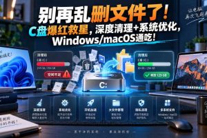 别再乱删文件了!C盘爆红救星,深度清理+系统优化,Windows/macOS通吃!