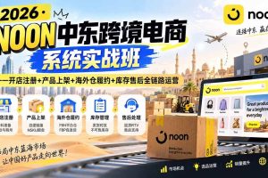（20274期）2026·NOON中东跨境电商系统实战班——开店注册+产品上架+海外仓履约+库存售后全链路运营
