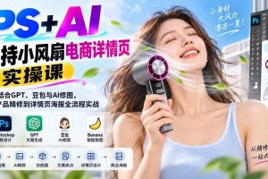 (20273期)PS+AI手持小风扇电商详情页实操课:PS结合GPT、豆包与AI修图,从产品精修到详情页海报全流程实战