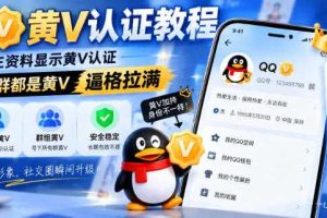 QQ黄V认证教程,个人主资料显示黄V认证,号下所有群都是黄V,逼格拉满