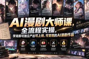 AI漫剧大师课,全流程实操,学完即可独立产出可上线、可变现的AI漫剧作品