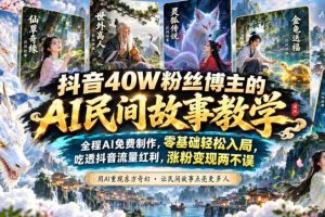 抖音40W粉丝博主的AI民间故事教学,全程AI免费制作,零基础轻松入局,吃透抖音流量红利,涨粉变现两不误