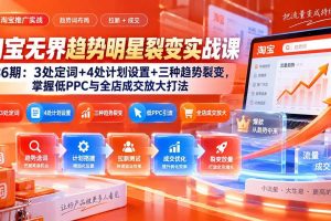 (20320期)淘宝无界趋势明星裂变实战课-86期:3处定词+4处计划设置+三种趋势裂变,掌握低PPC与全店成交放大打法