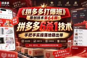 《拼多多打爆班》原创技术第64期：拼多多6杀1技术，手把手实操落地稳出单