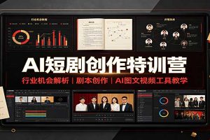 AI短剧创作特训营:行业机会解析,剧本创作,AI图文视频工具教学(文字版)