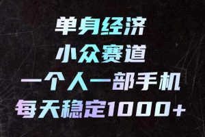 单身经济小众赛道,一个人一部手机,每天稳定1000+,长期可持续的赛道【揭秘】