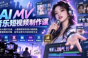 (20364期)AI MV音乐短视频制作课:从AI图片生成、人像精修到导演分镜剪辑,掌握精准对嘴、起号运营与内容变现方法