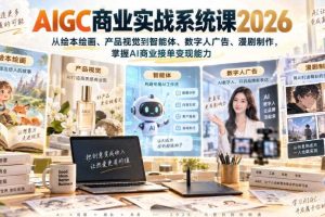 AIGC商业实战系统课2026,从绘本绘画、产品视觉到智能体、数字人广告、漫剧制作,掌握AI商业接单变现能力