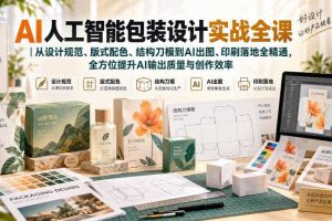 AI人工智能包装设计实战全课|从设计规范、版式配色、结构刀模到AI出图、印刷落地全精通